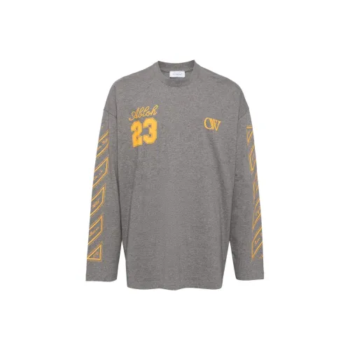 Off Белый T-Рубашка Свободный крой Мужской Серый