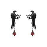 Серьги-гвоздики "Ворон" - Красный