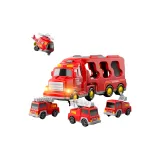 Красная коллекция грузовиков "Пламя" (рекомендуемый большой размер грузовика "Пламя" + 4 маленьких транспортного средства в упаковке)