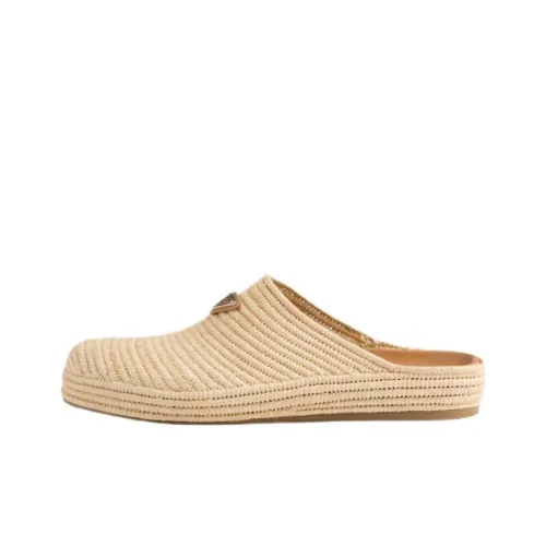 PRADA Резиновая подошва Домашние тапочки Мужские Бежевые