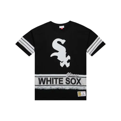 MITCHELL NESS x MLB Белый So Чикаго Модный OVERSIZED Винтаж T Рубашка Мужской Черный