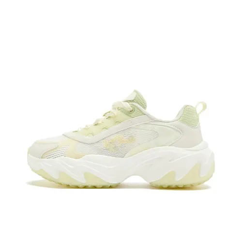 QIAODAN Spriggle Bunny V Устойчивый к истиранию Дышащий Низкий Топ Кроссовки с Толстой Подошвой Женские Белые Зеленые