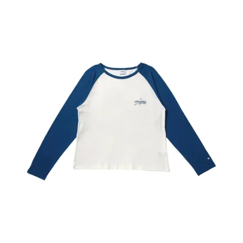 Конверс Slub Джерси Реглан T Рубашка Унисекс Синий Белый