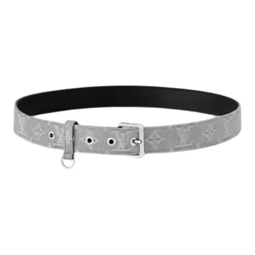 LOUIS VUITTON Деним Ткань Кожаные ремни Женские Серый Ширина 3 см