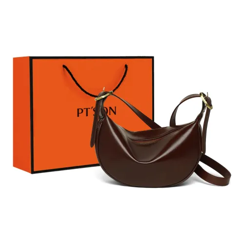 PT'SON Коровья кожа с синтетической кожей подмышечный пельмени сумка на плечо обычная женская винно-кофейный темно-кофейный