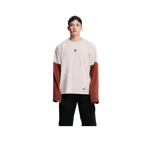 Abigthanks Длинный рукав T-рубашка унисекс серо-красная