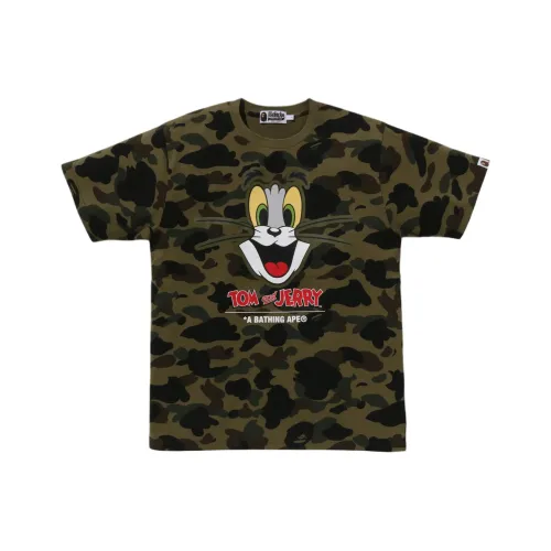 A BATHING APE Том и Джерри Co Бренд Модель T Рубашка Унисекс Зеленый
