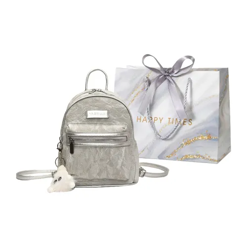 Miss Angel ПУ (полиуретан) Рюкзак Женская Серебристый Белый Розовый