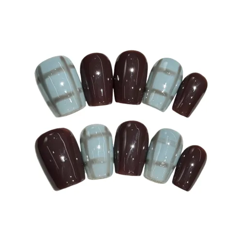 Gentle Welcome Клетчатый Осветляющий False Nail Короткий LADDER Туманно-голубой Jump Цвет Клетчатый