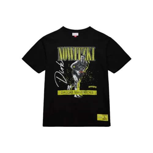 MITCHELL NESS x NBA Dirk Nowitzki Dallas Mavericks Neon POP Игрок T-Shirt Мужской Черный