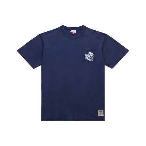 MITCHELL NESS x NCAA Винтажный логотип Fade Away Премиум Карманная футболка Мужская Морской синий