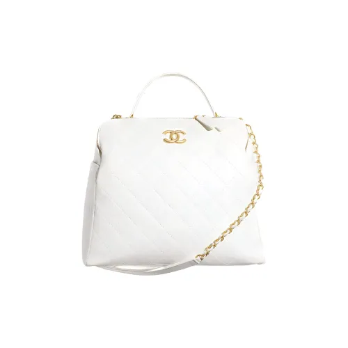 CHANEL Телячья кожа Bowling Bag Сумка через плечо Сумка Большая Women's White