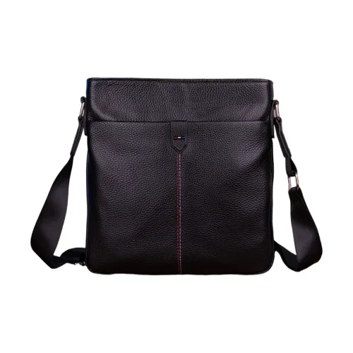 DOSRFINI Сумка через плечо из натуральной коровьей кожи мужская черная