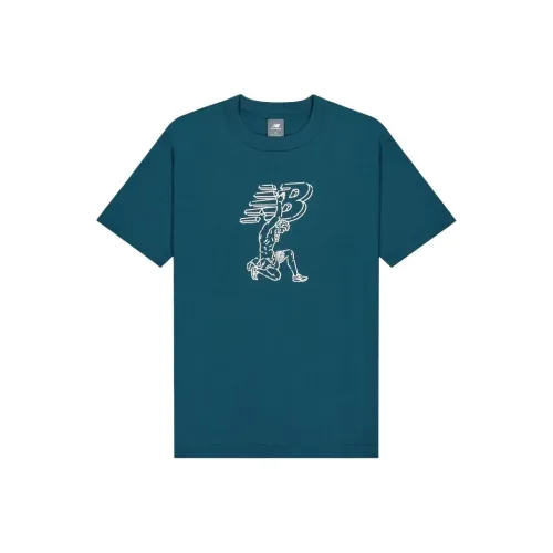 New Balance совместный бренд SS25 T-рубашка мужская синяя зеленая