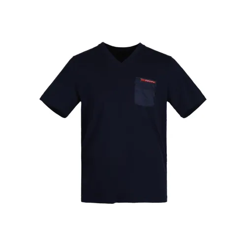 PRADA Темно-синие мужские футболки T