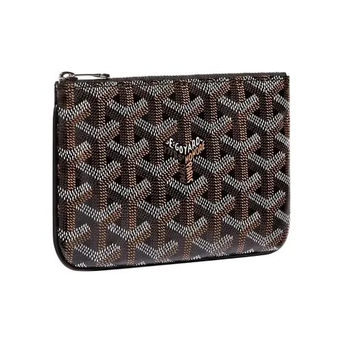 GOYARD SENAT Холст Телячья кожа Кошелек Держатель для карт Клатч Мини Унисекс Черный