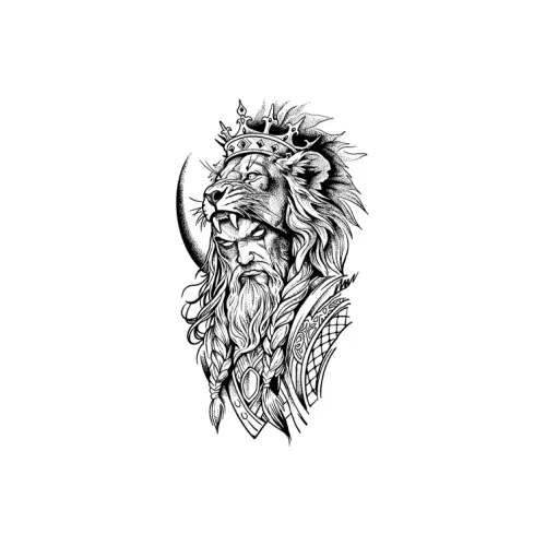 QINGSHANQIHAI Лев Crowned Sovereign Временные Татуировки 1 Упаковка