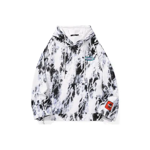 BT С капюшоном свободный крой обычный свитшот унисекс белый