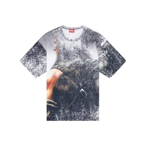 DIESEL T-Shirt Мужской Черный Белый