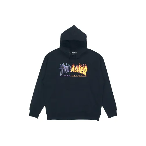 Thrasher С капюшоном свободный крой худи японская версия унисекс черный