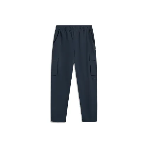 LINING Sports Trend Series Вязаные тренировочные брюки мужские глубокий синий