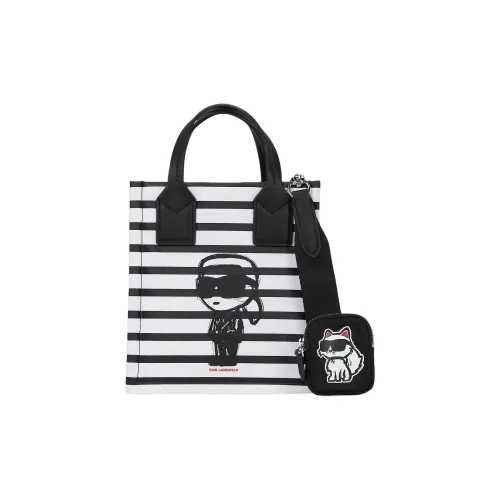 Karl Lagerfeld IKON Переработанный полиамид Тоут Сумка Сумка для покупок Сумка на плечо Сумка маленькая Женская Черная и Белая