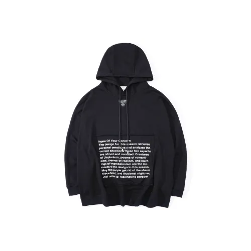 UNVESNO С капюшоном свободный крой стандартный свитшот унисекс черный