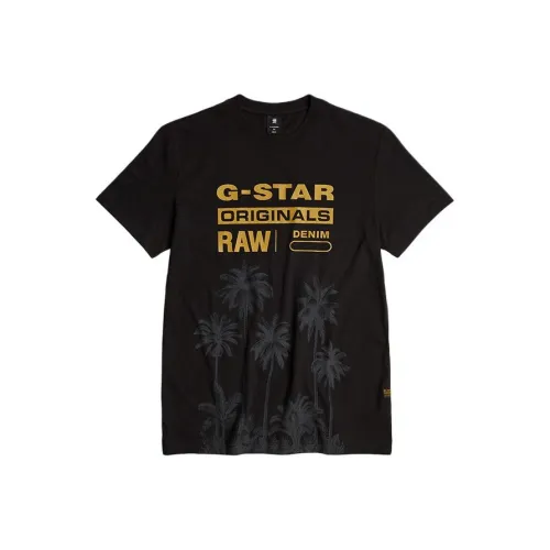 STAR RAW Темно-черная Мужская T-рубашка
