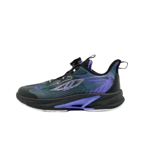 QIAODAN Chasing Electricity Противоскользящий Устойчивый к истиранию Низкий Топ Детская Беговая Обувь Черный Фиолетовый