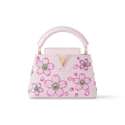 LOUIS VUITTON Capucines Вышивка Гладкий Овчина Сумка через плечо Сумка Мини Женские Розовый