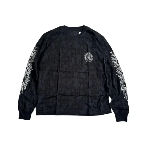 Chrome Hearts Логотип с принтом круглый вырез пуловер длинный рукав мужская рубашка черный