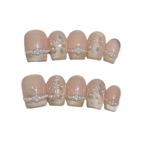 Gentle Welcome Сумерки Melody Pearl False Nail Short LADDER Nude Solid Color Cat Eye