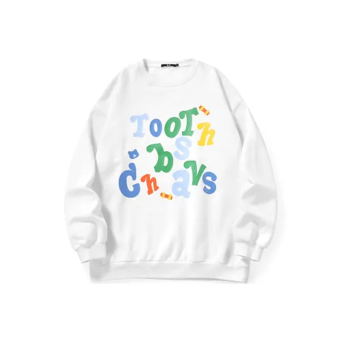 BT Круглый вырез Свободный крой Стандартный Свитшот Зимний Унисекс Белый