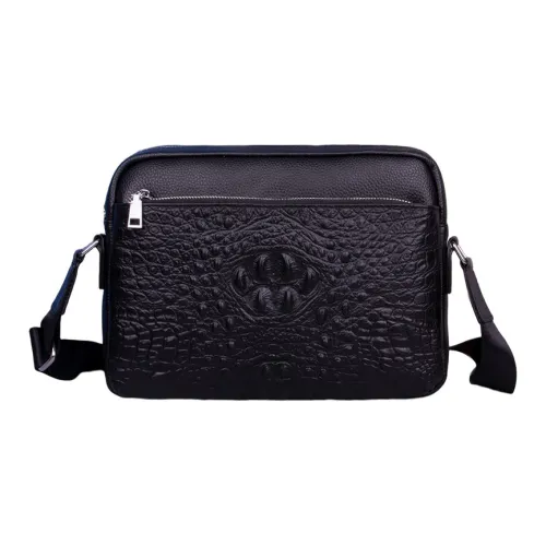 DOSRFINI Сумка через плечо из коровьей кожи Мужская Черная