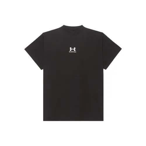 Balenciaga x Under Armour Letter Logo С принтом Круглый вырез Пуловер Короткий рукав Т-рубашка Свободный крой Унисекс Черный