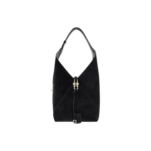 Ferragamo Замша Хобо Сумка Сумка через плечо Женская Черная