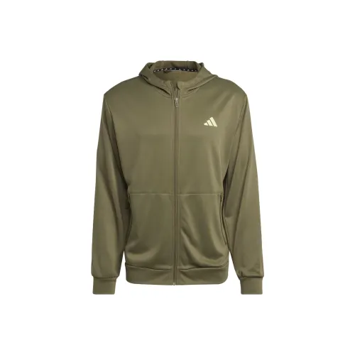 Adidas Хвост платья Essentials Seasonal Тренировки Full Zip Hoodie Толстовка Мужской Оливково-зеленый