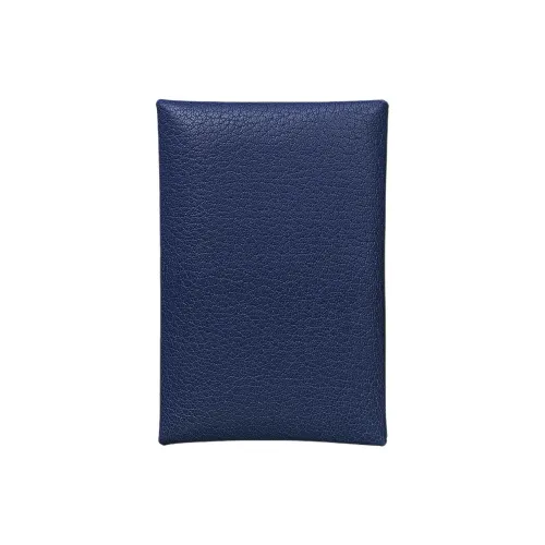 HERMES Calvi Chamkila Козья кожа Держатель для карт Женский 73 BLEU Saphir Сапфир Синий