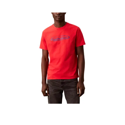Calvin Klein Red Men's T-Shirts Кальвин Кляйн Красный Мужские Футболки