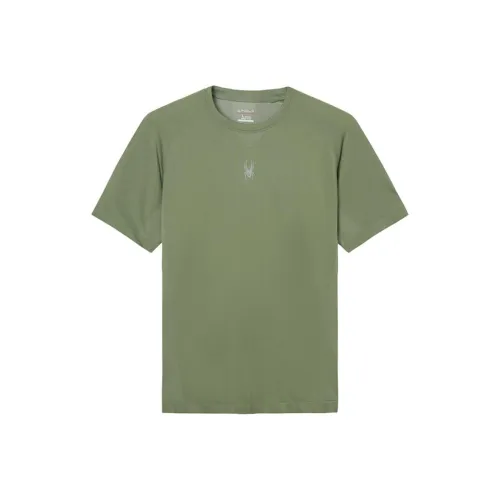 Спайдер Коллаборация Тренировки T-Рубашка Мужская Лайм Каменный Серый Зеленый