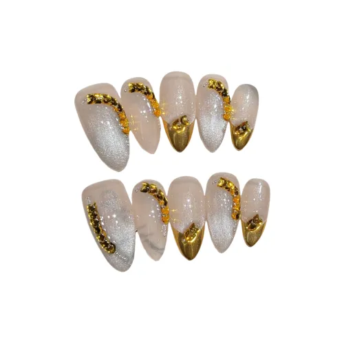 Gentle Welcome Премиум Качество Пшеница False Nail Миндаль Золотой Телесный Flashing