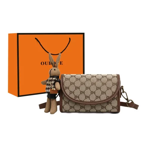 OUBOTE Ткань Синтетическая кожа Маленькая квадратная сумка Сумка через плечо Женская Кофейная