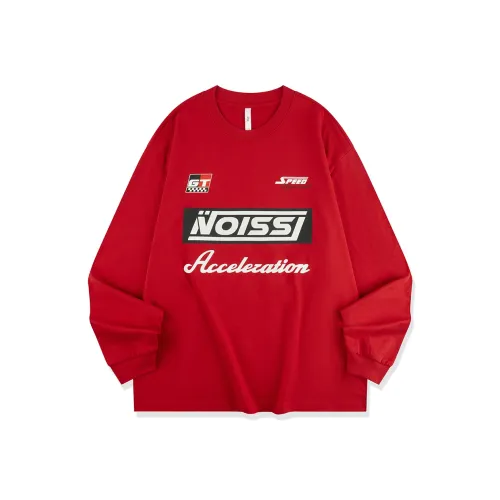 QIAODAN Предосенний Длинный Рукав Т-Рубашка Унисекс Карпово-Красный