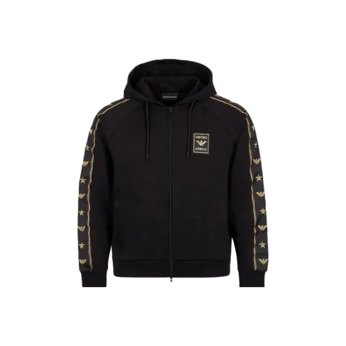 EMPORIO ARMANI Повседневный Длинный Рукав Толстовка Мужской Черный