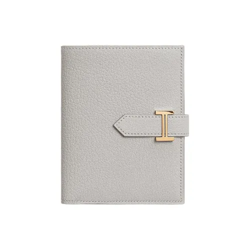 HERMES Bearn Mysore Шевро Кошелек Женские 80 Gris Perle Жемчужно-серый