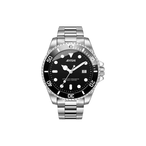 AIYISHI Кварцевый механизм ремешок из нержавеющей стали черный циферблат мужские часы