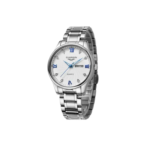 GUANQIN Кварцевый механизм Мужские часы Белый циферблат