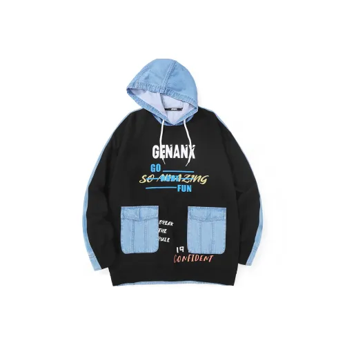 GENANX С капюшоном свободный крой свитшот унисекс