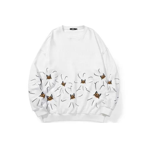 BT Круглый вырез Свободный крой Стандартный Свитшот Унисекс Белый