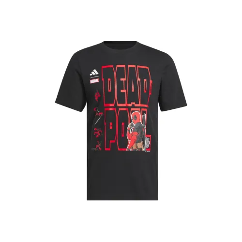 Adidas x Marvel Deadpool и WOLVERINE Co Брендированная Серия SS24 T-Shirt Унисекс Черный